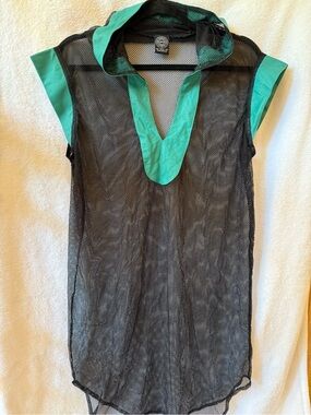 OP Black Mesh Swim Coverup with Teal Trim
